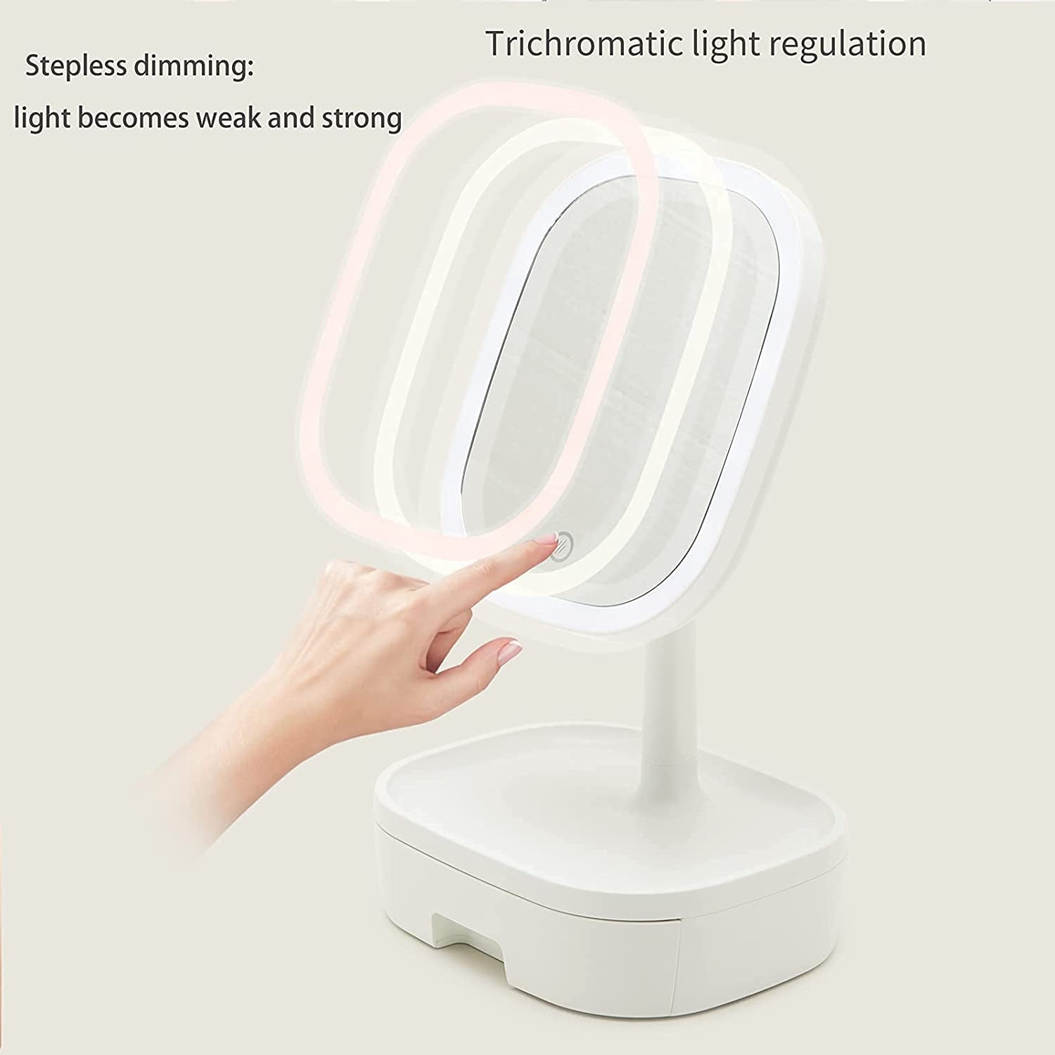 Illuminated Portable Makeup Mirror with 10X Magnification - Compact Folding Vanity Mirror for Home & Travel, White