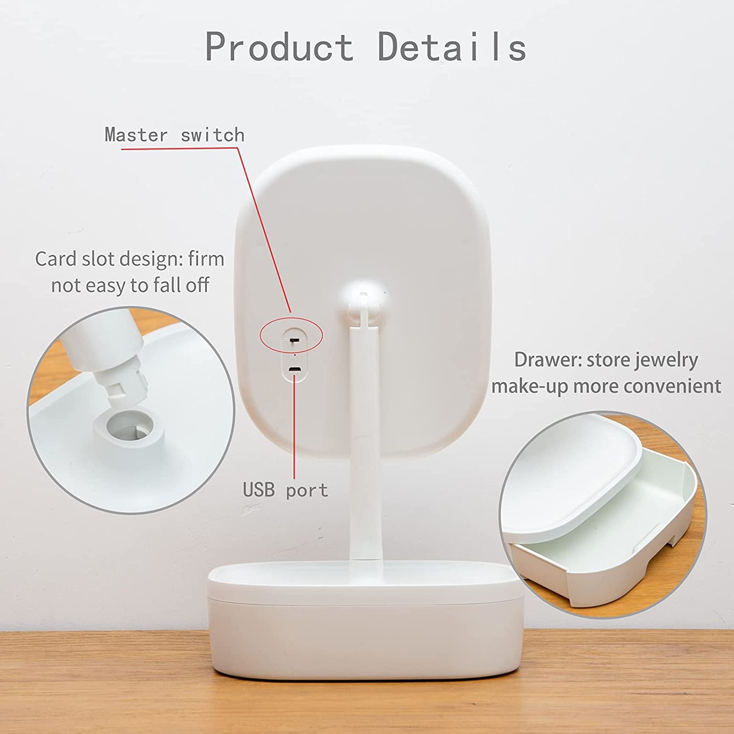 Illuminated Portable Makeup Mirror with 10X Magnification - Compact Folding Vanity Mirror for Home & Travel, White