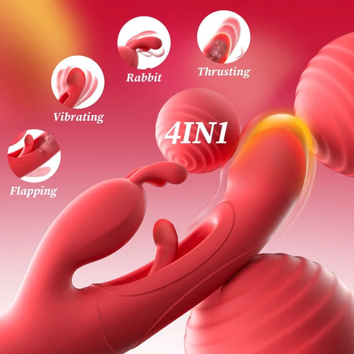 Ultimate Thrusting Rabbit Vibrator for Women - 7 Vibrations & 4 Flapping Modes, Waterproof Pleasure Toy