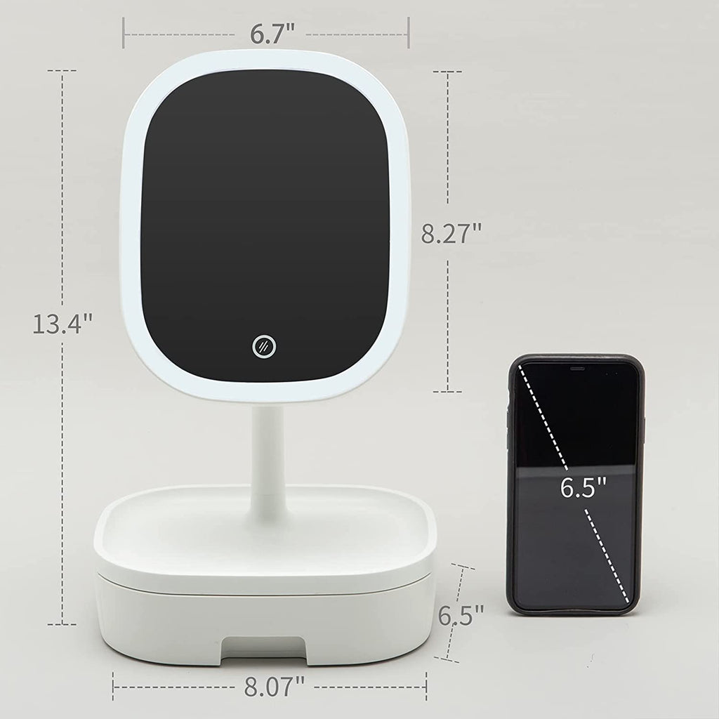 Illuminated Portable Makeup Mirror with 10X Magnification - Compact Folding Vanity Mirror for Home & Travel, White