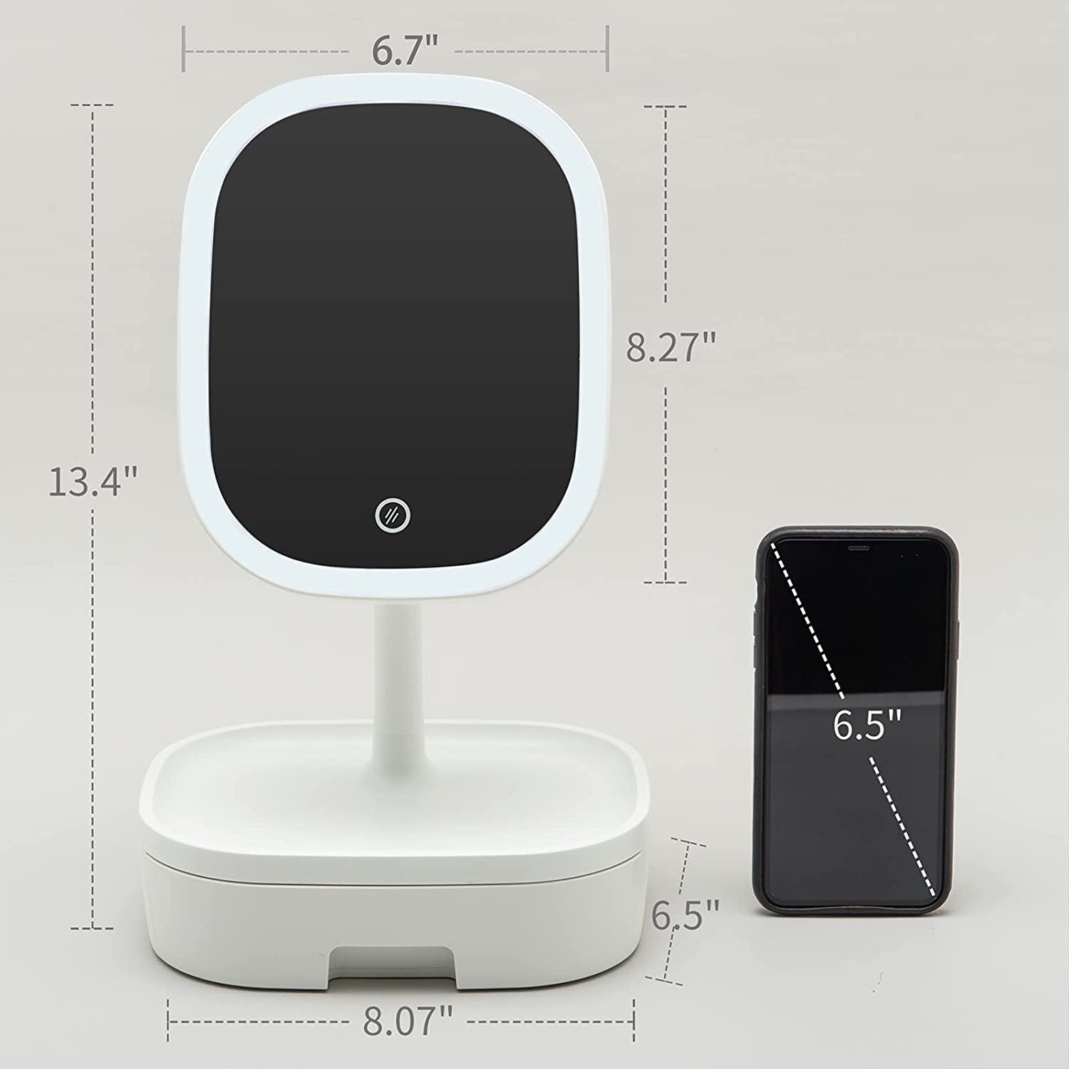 Illuminated Portable Makeup Mirror with 10X Magnification - Compact Folding Vanity Mirror for Home & Travel, White